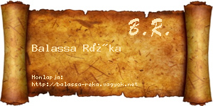 Balassa Réka névjegykártya