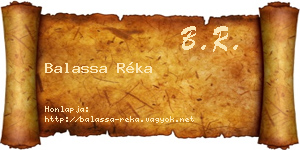 Balassa Réka névjegykártya